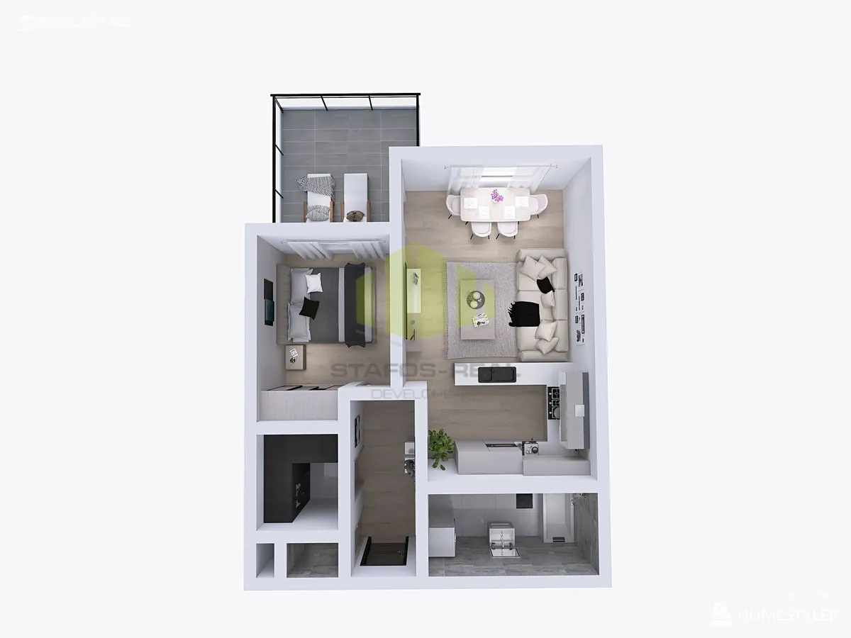 Pronájem bytu 2+kk 59 m² – pohled 2