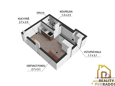 Pronájem bytu 1+kk 25 m²