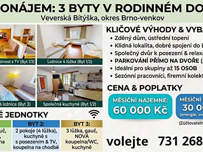 Pronájem vícegeneračního domu 380 m², pozemek 762 m²