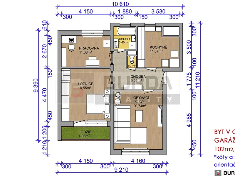 Prodej bytu 3+1 102 m², Kly – náhled fotky 3