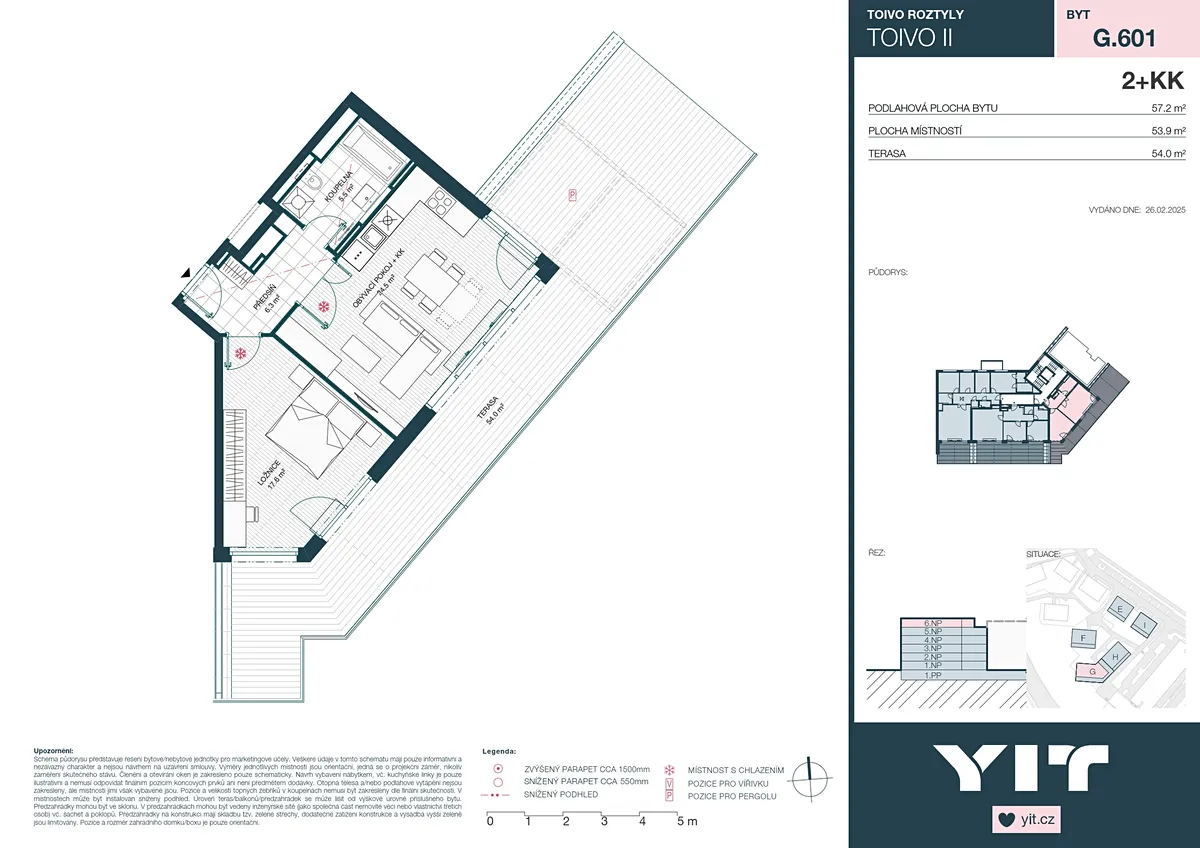 Prodej bytu 2+kk 54 m² – pohled 2