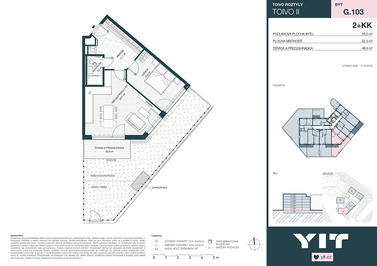 Prodej bytu 2+kk 52 m² – pohled 2