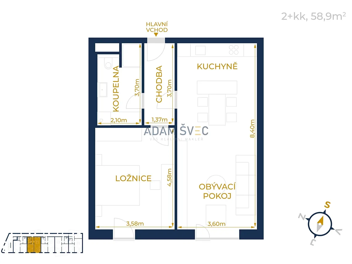 Pronájem bytu 2+kk 58 m², Ostravská