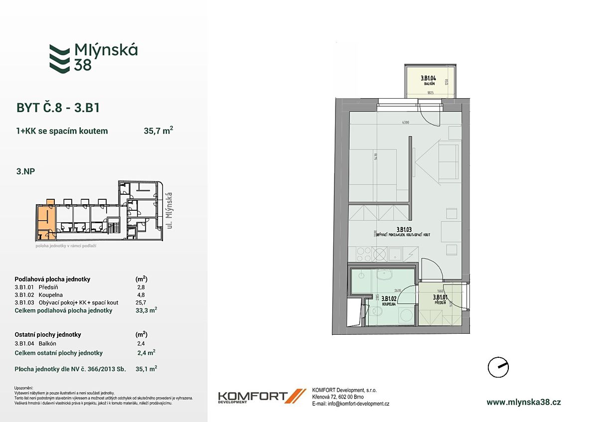 Prodej bytu 1+kk 33 m² – fotografie 4