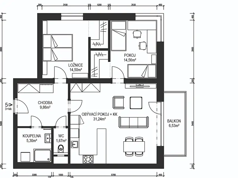 Prodej bytu 3+kk 83 m², Ústí nad Orlicí – náhled fotky 3