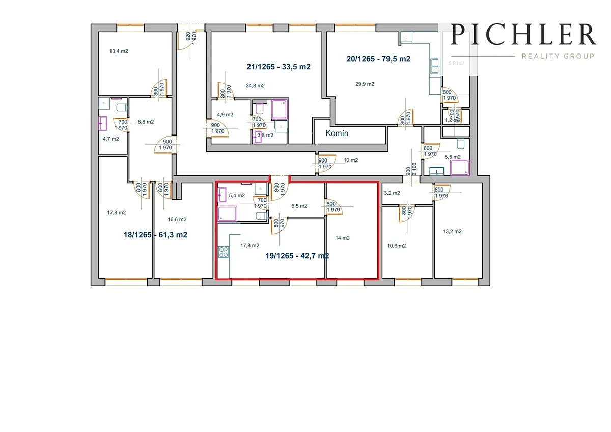 Pronájem bytu 2+kk 42 m² – pohled 3