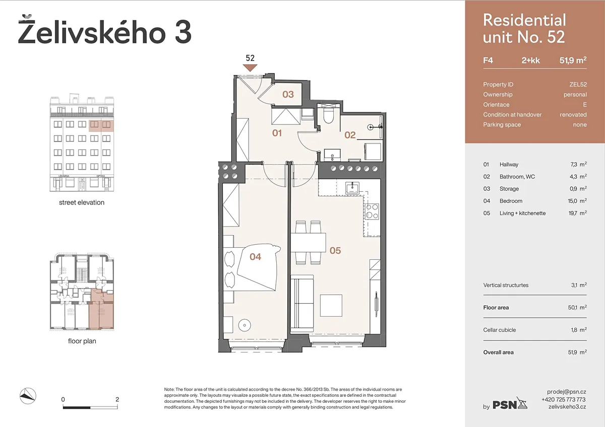 Prodej bytu 2+kk 47 m² – pohled 3