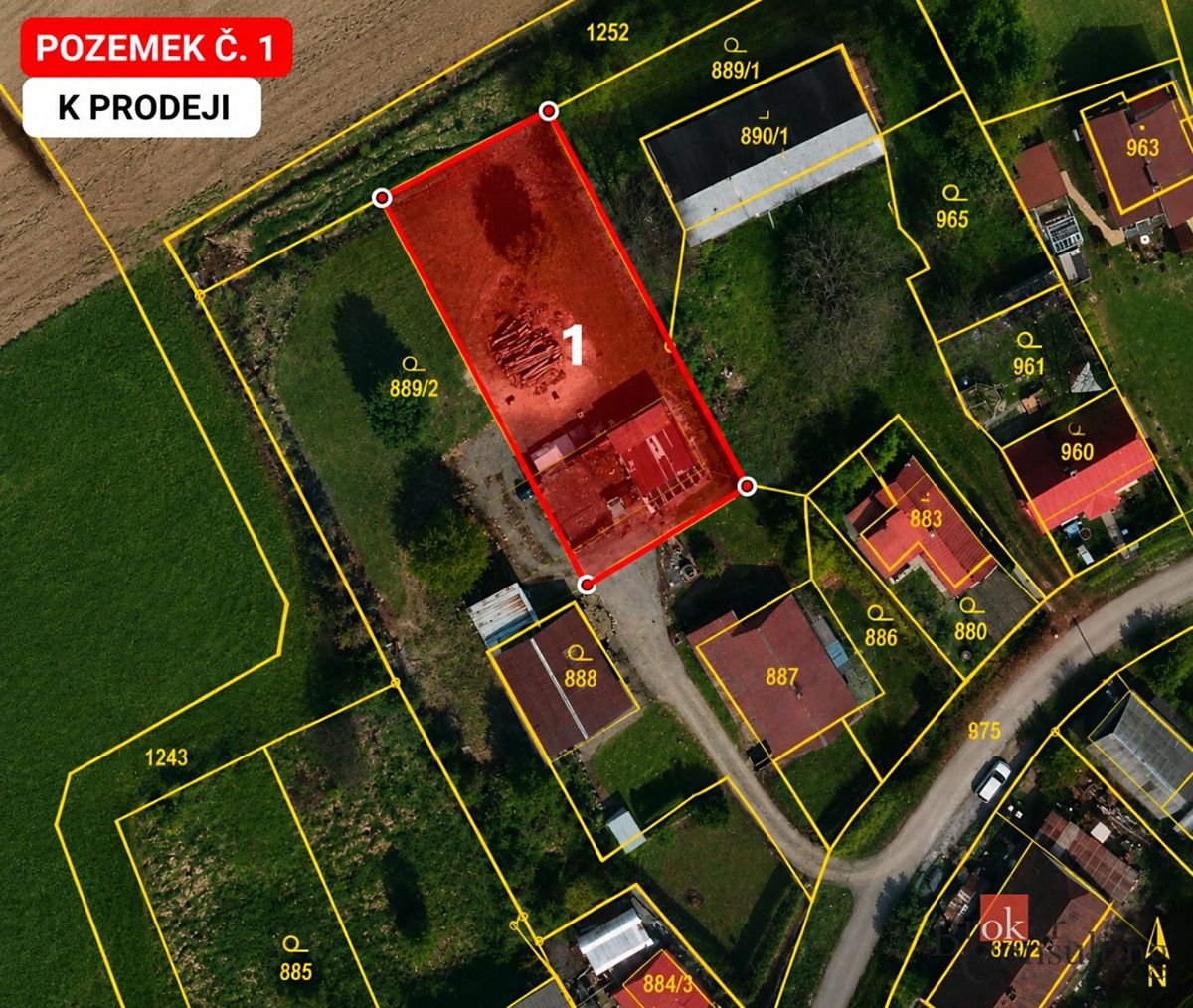 Prodej stavebního pozemku 1623 m² – fotografie 2