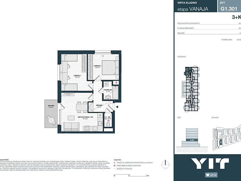 Prodej bytu 3+kk 61 m², Kladno – náhled fotky 2