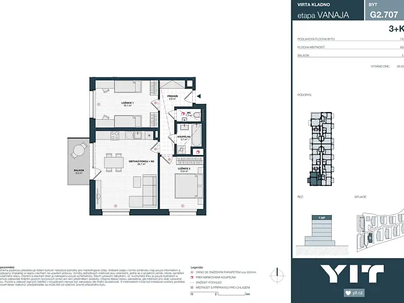 Prodej bytu 3+kk 70 m², Kladno – náhled fotky 2