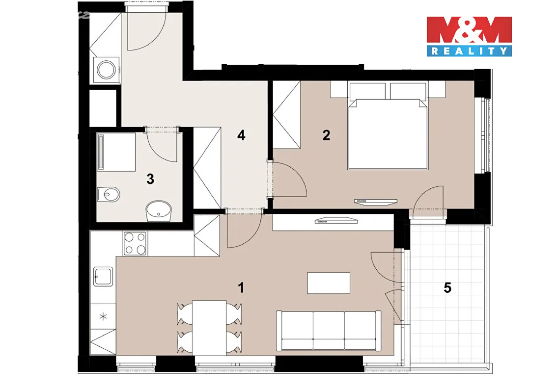 Pronájem bytu 2+kk 58 m² – pohled 5
