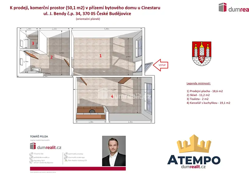 Prodej obchodního prostoru 50 m², České Budějovice – náhled fotky 3