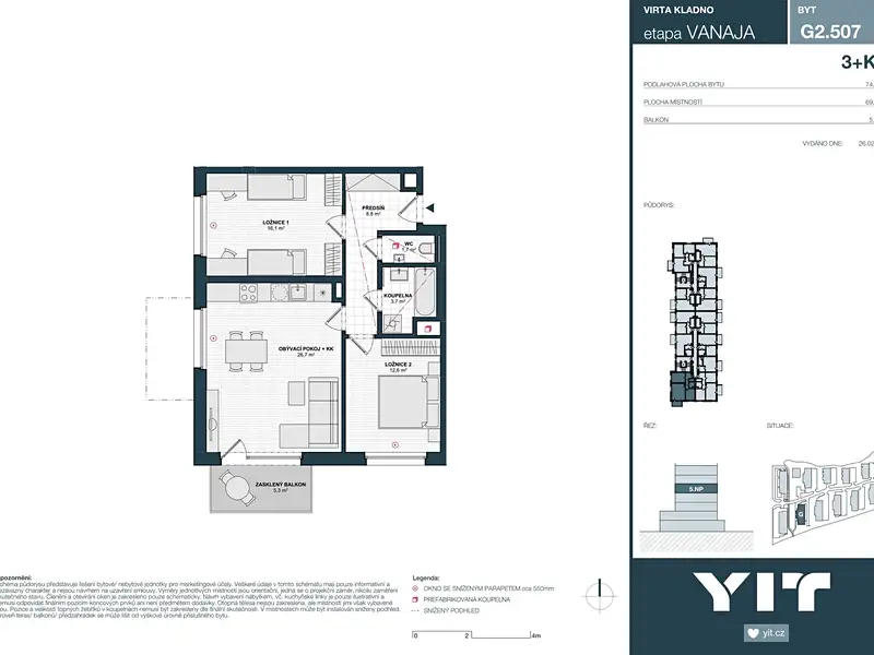 Prodej bytu 3+kk 69 m², Kladno – náhled fotky 2