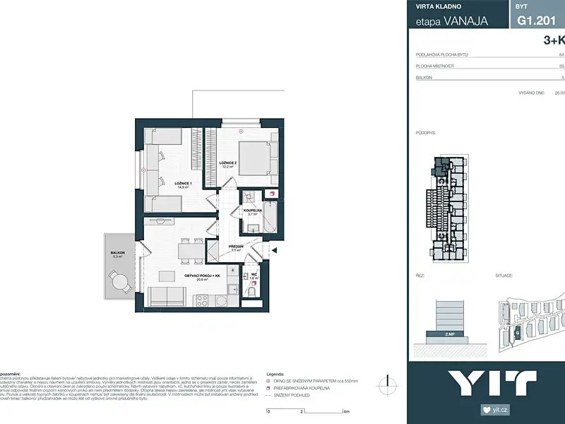 Prodej bytu 3+kk 60 m², Kladno – náhled fotky 2