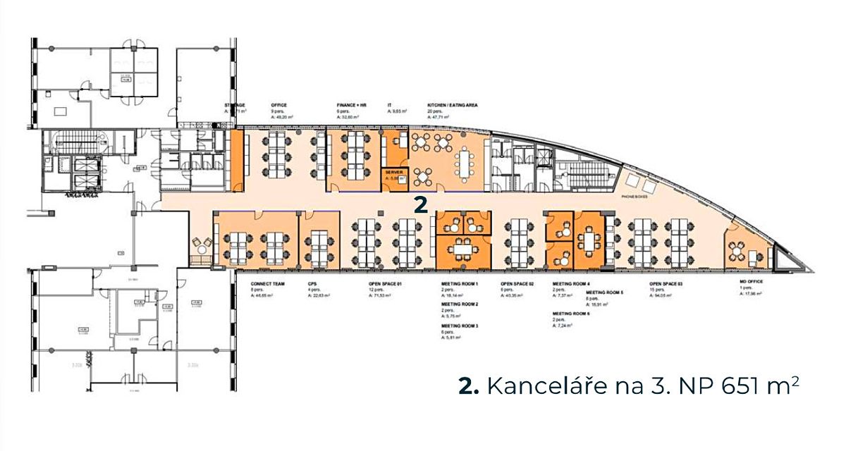 Pronájem kanceláře 651 m² – fotografie 3