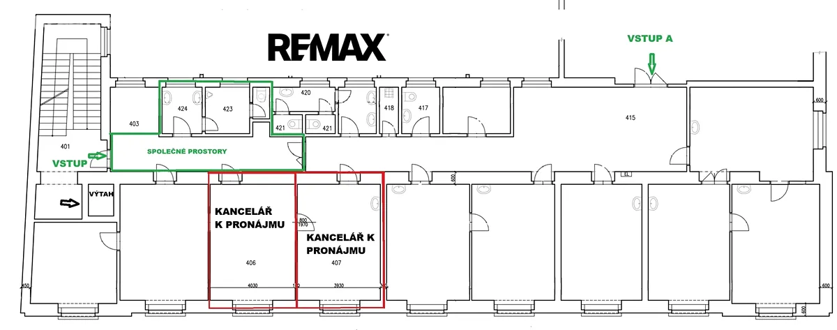 Pronájem kanceláře 22 m² – pohled 2