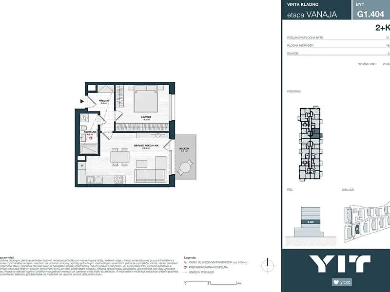 Prodej bytu 2+kk 49 m², Kladno – náhled fotky 2