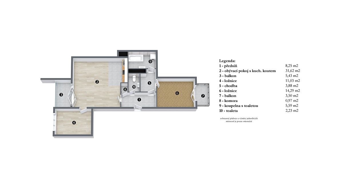 Pronájem bytu 3+kk 75 m²