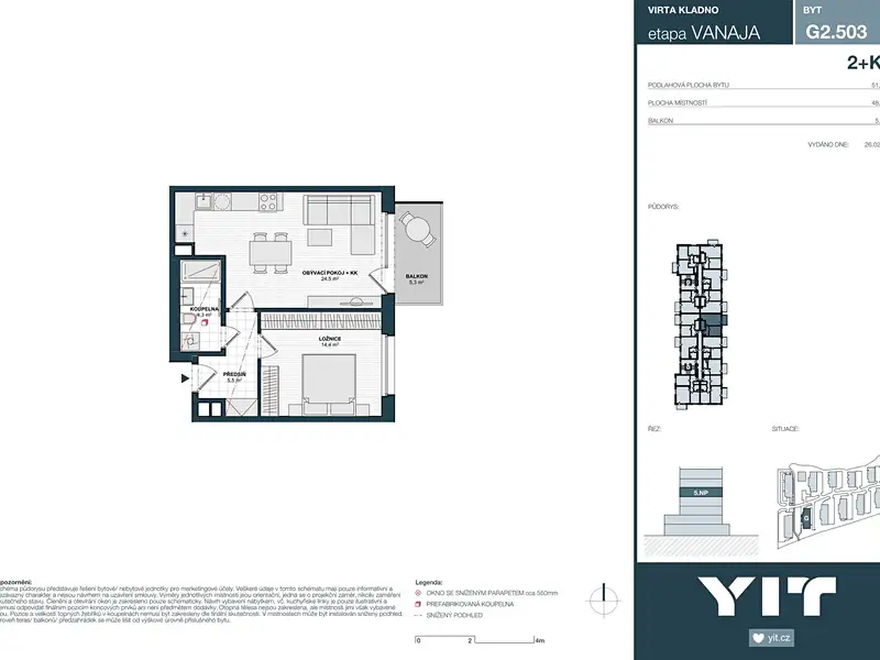 Prodej bytu 2+kk 49 m², Kladno – náhled fotky 2