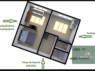 Pronájem bytu 1+1 39 m²