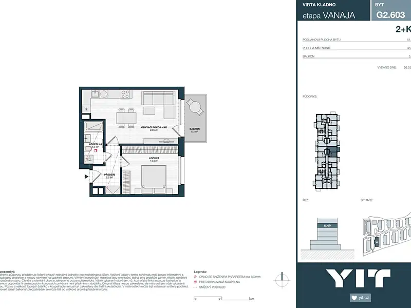 Prodej bytu 2+kk 49 m², Kladno – náhled fotky 2