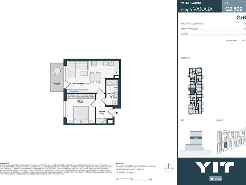 Prodej bytu 2+kk 44 m², Kladno – náhled fotky 2