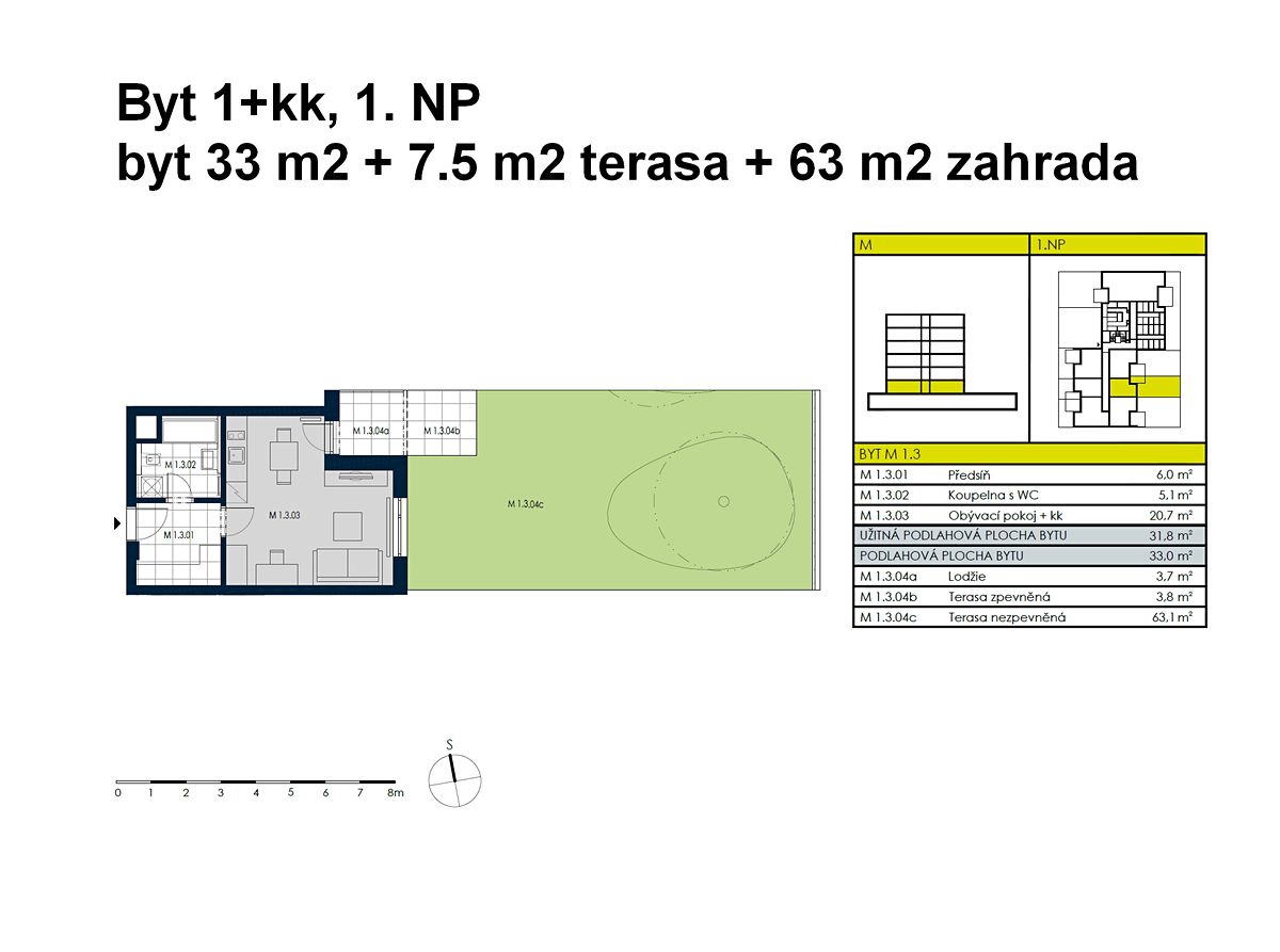Pronájem bytu 1+kk 33 m²