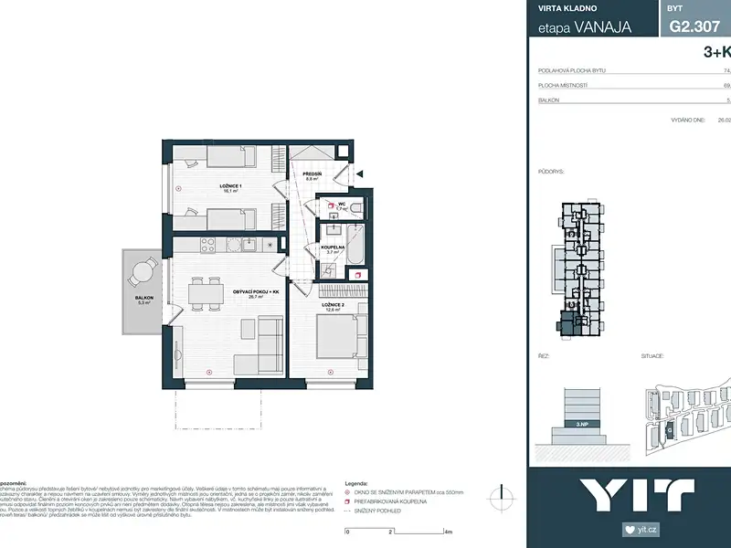 Prodej bytu 3+kk 69 m², Kladno – náhled fotky 2