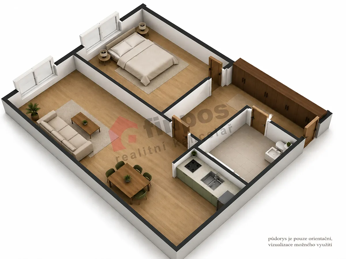Pronájem bytu 2+kk 45 m² – pohled 6
