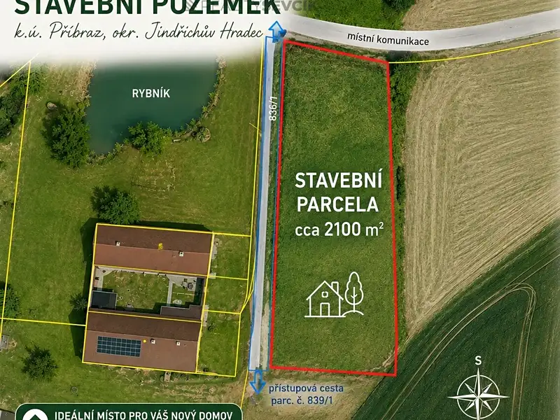 Prodej stavebního pozemku 2100 m², Příbraz – náhled fotky 1