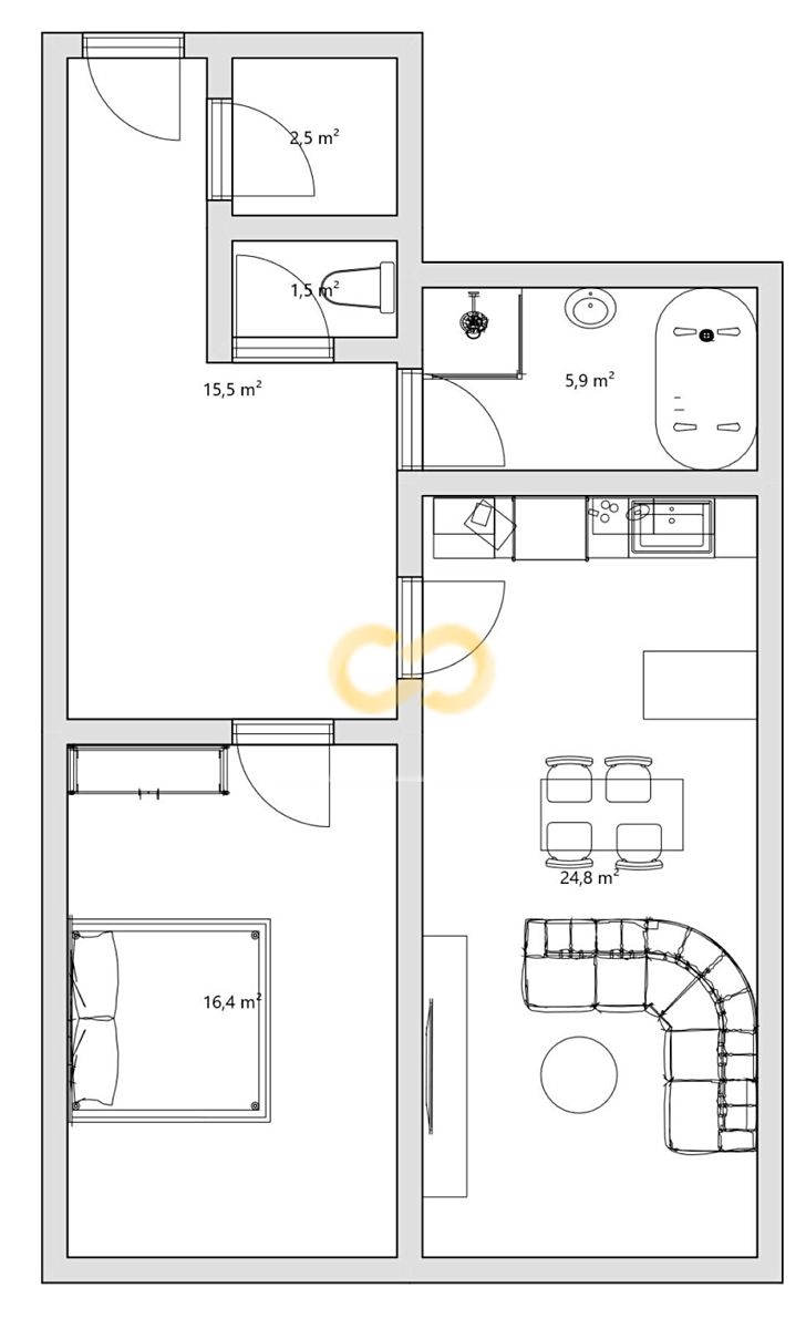 Pronájem bytu 2+kk 66 m² – fotografie 3