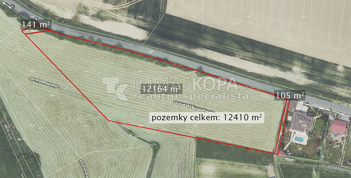 Prodej pole 12410 m², Roblín – fotka 1 z 3