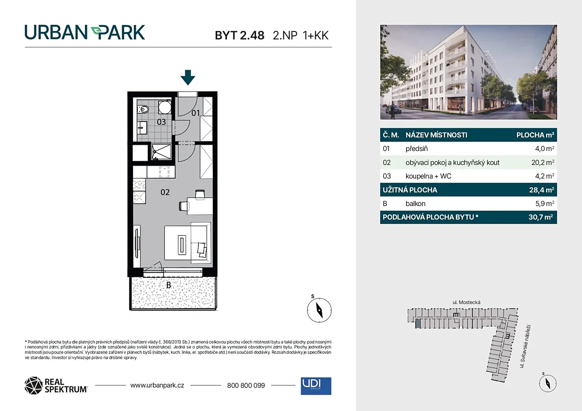 Prodej bytu 1+kk 31 m² – pohled 3