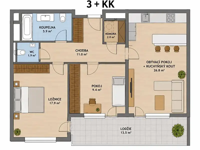 Prodej bytu 3+kk 73 m², Praha – náhled fotky 2