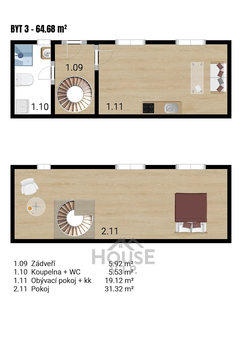 Prodej bytu 2+kk 65 m² – pohled 4