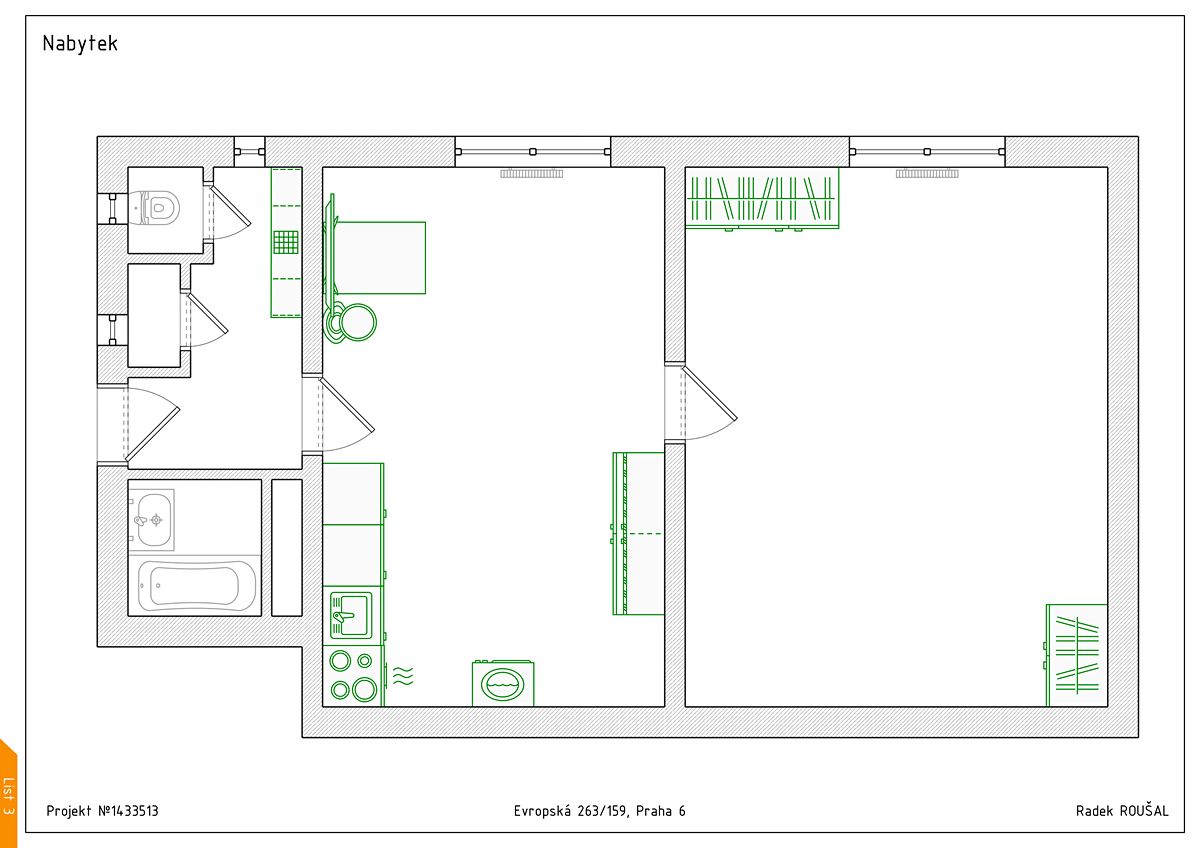 Pronájem bytu 2+kk 46 m² – fotografie 2
