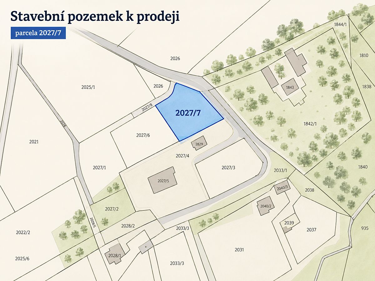 Prodej stavebního pozemku 1257 m²