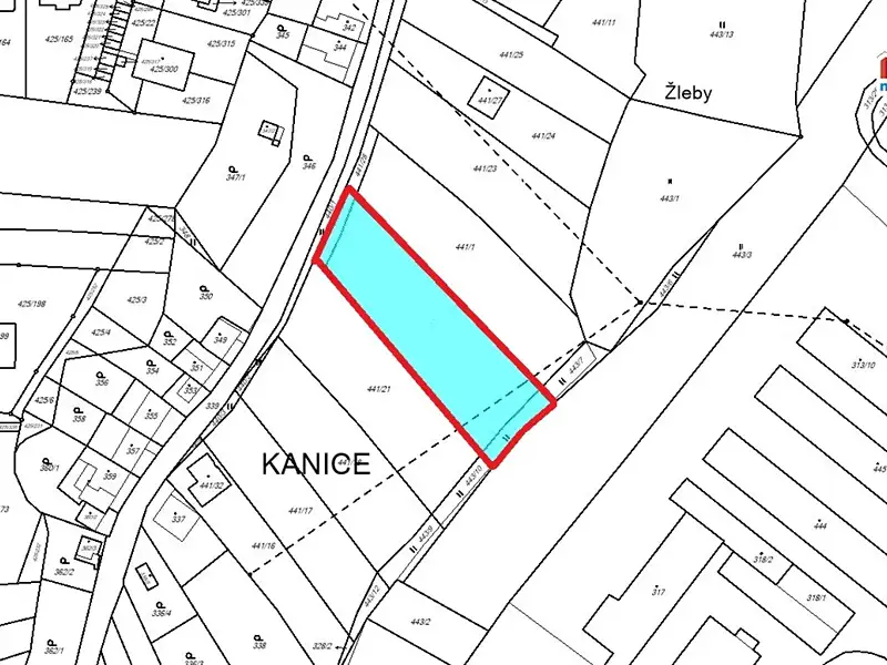 Prodej stavebního pozemku 2156 m², Kanice – náhled fotky 1