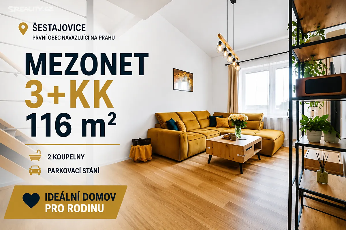 Prodej bytu 3+kk 116 m², Šestajovice