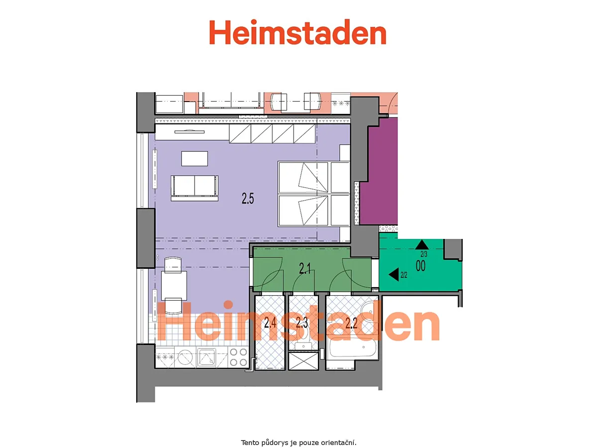 Pronájem bytu 1+kk 35 m² – pohled 6