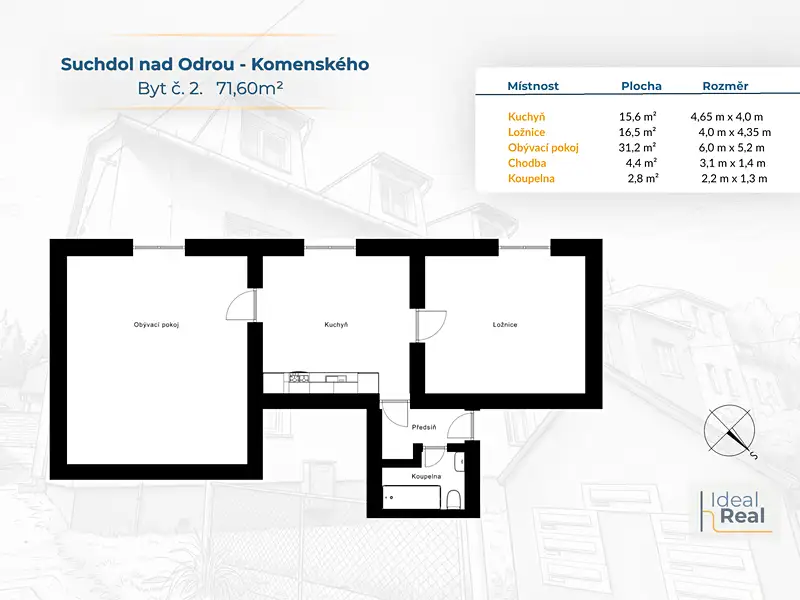 Prodej bytu 2+1 72 m², Suchdol nad Odrou – náhled fotky 2