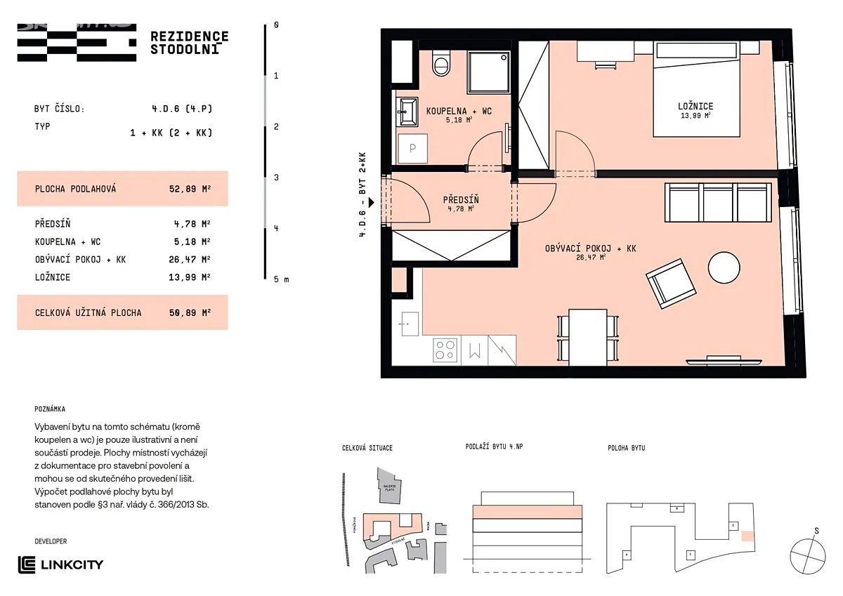 Prodej bytu 2+kk 51 m² – pohled 3