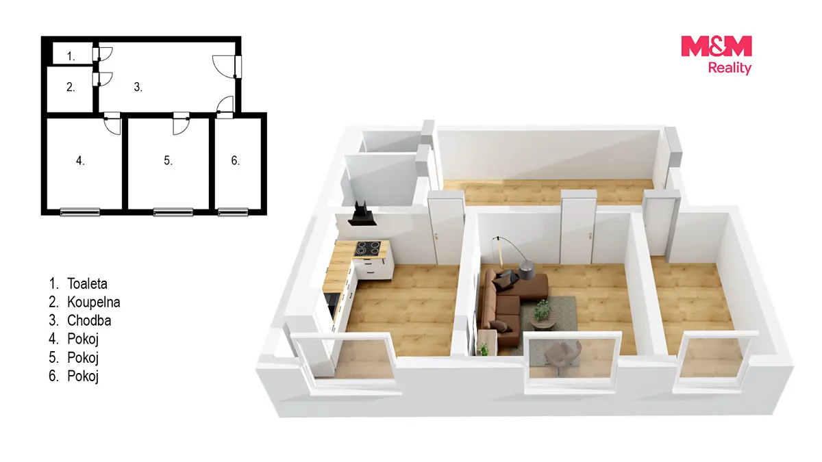 Prodej bytu 2+1 58 m² – pohled 4