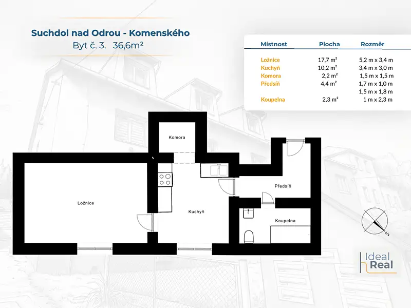 Prodej bytu 1+1 37 m², Suchdol nad Odrou – náhled fotky 2