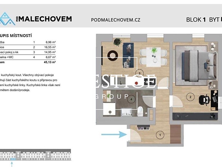 Квартира 2+kk на продаж, 45 м² (15 з 15)