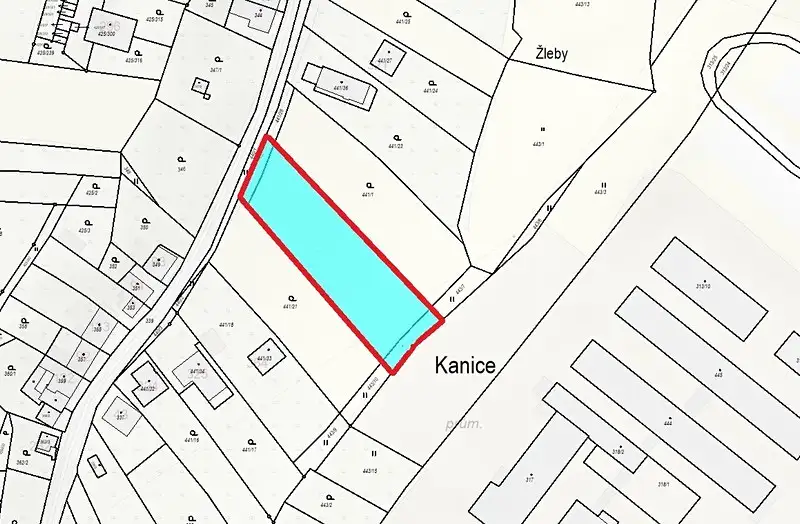 Prodej stavebního pozemku 2156 m², Kanice – náhled fotky 2