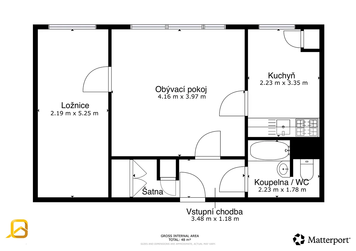 Pronájem bytu 2+1 48 m² – pohled 6
