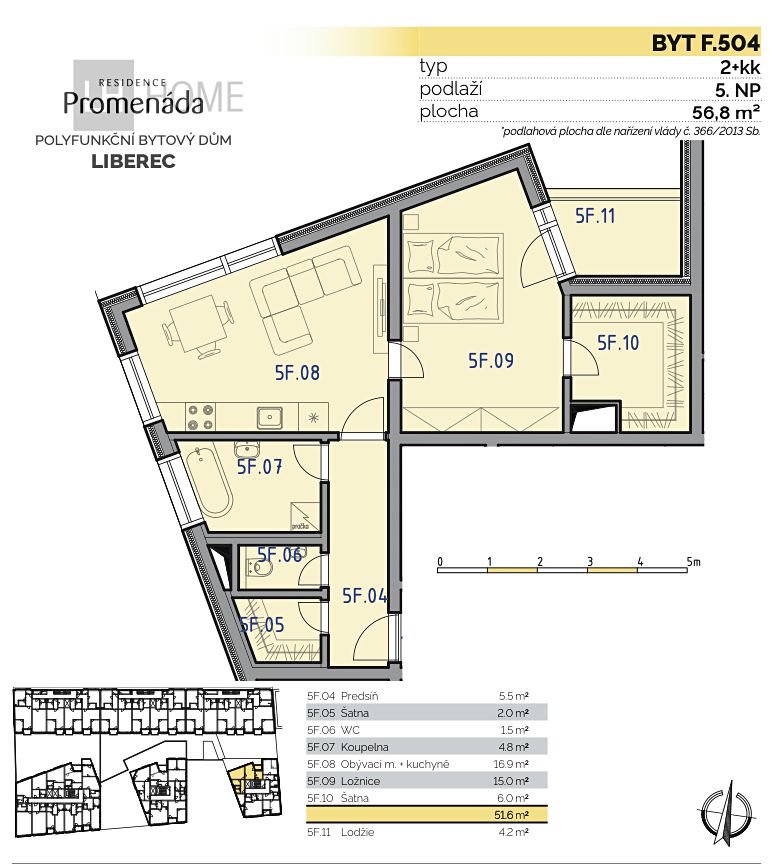 Prodej bytu 2+kk 55 m² – fotografie 3