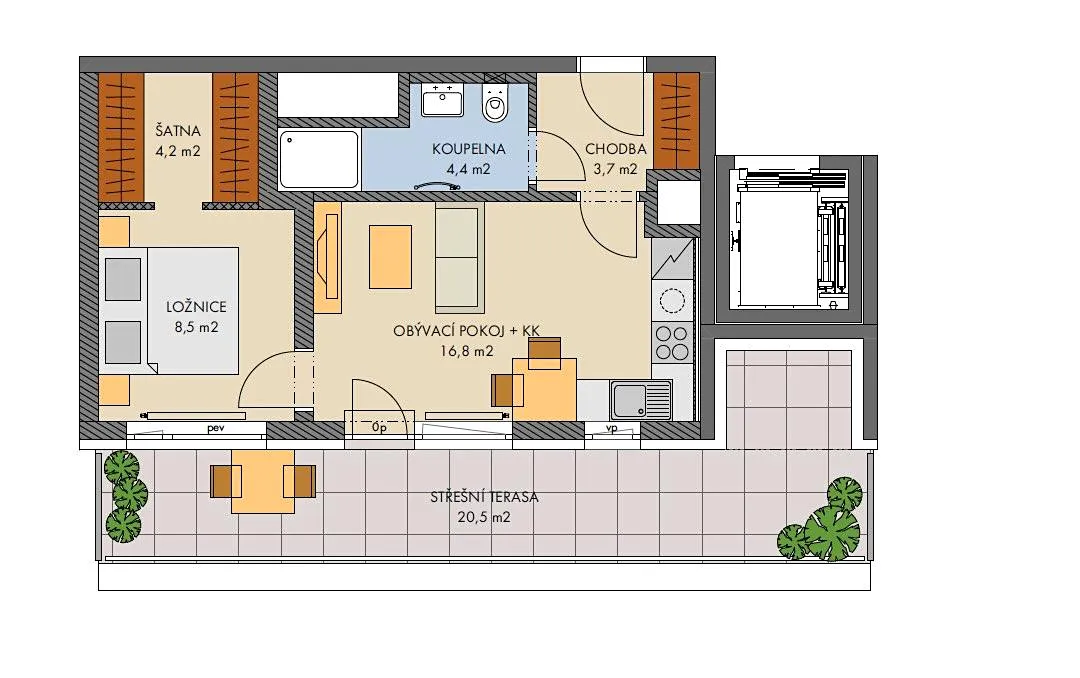 Prodej bytu 2+kk 39 m² – pohled 4