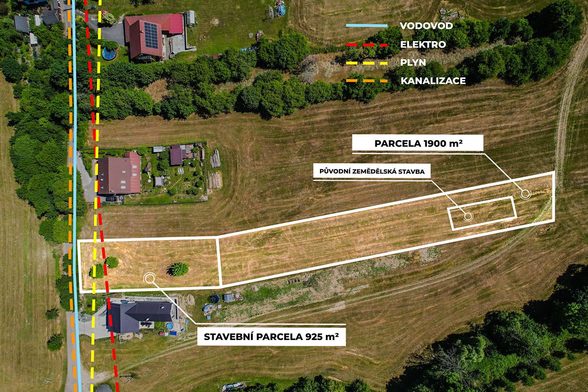 Prodej stavebního pozemku 2825 m² – fotografie 3